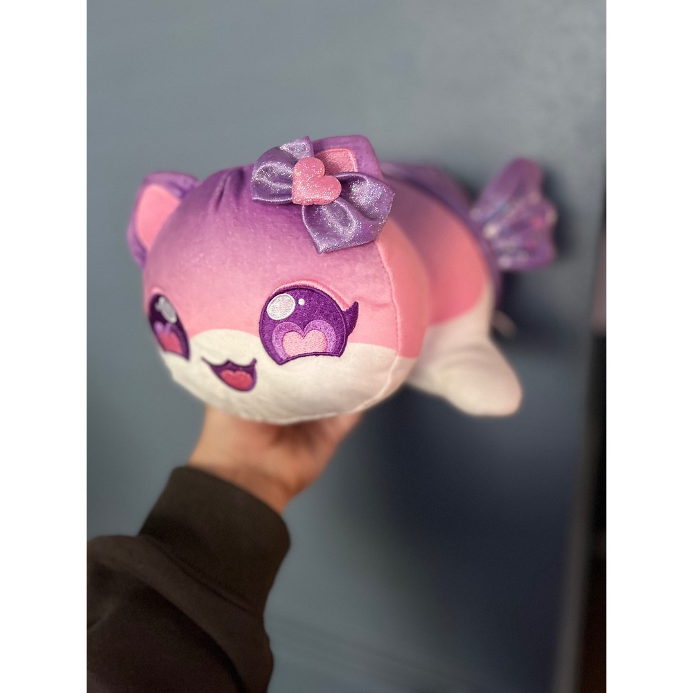Aphmau‎ Purple Pink Ombre Cat Fish Mermaid Plush Toy Stuffed Animal Glitter Bow